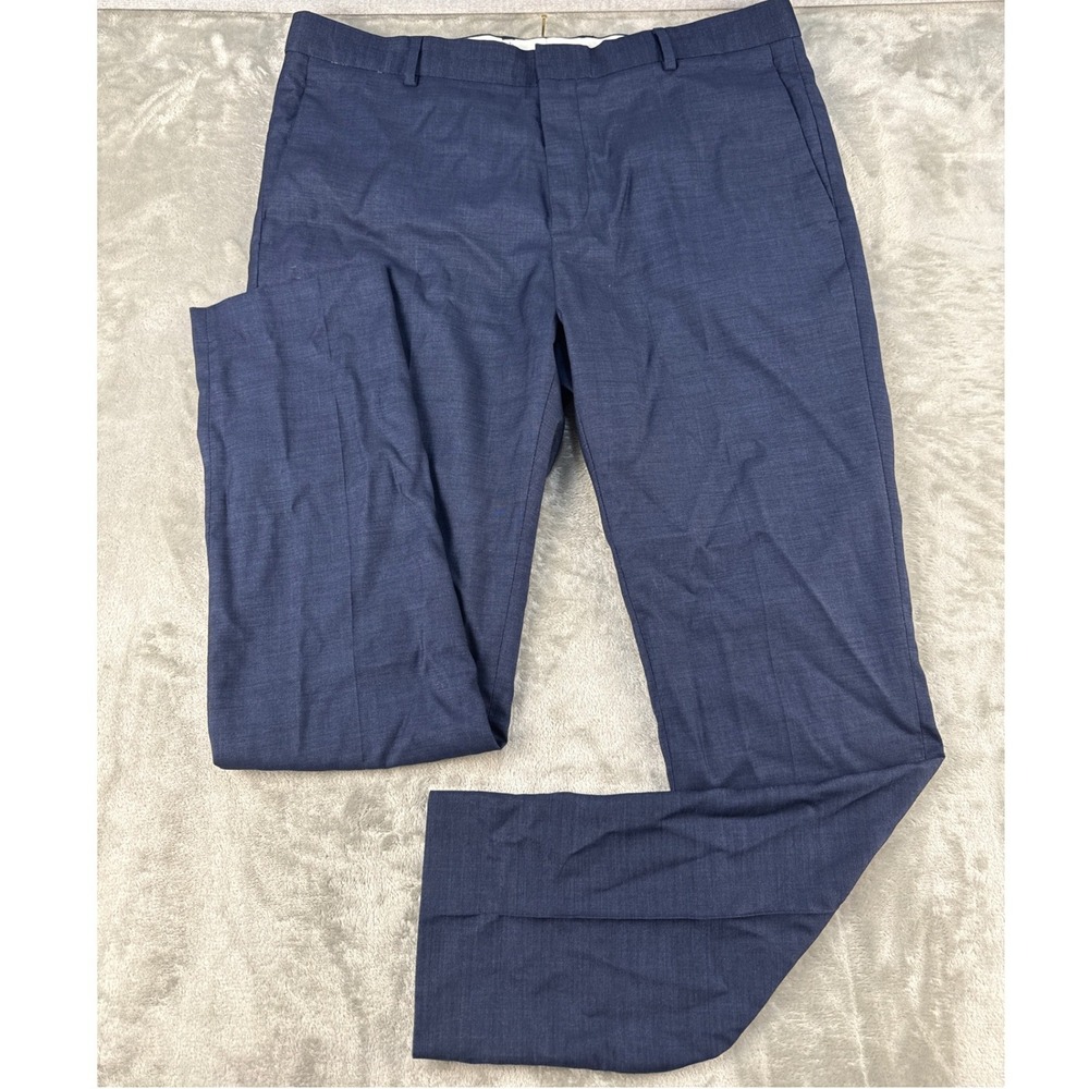 H&M Dress Pants Mens 38R Skinny Fit Blue Wool Blend EUC